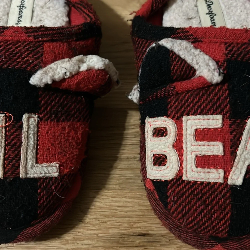 Red and Black Plaid Lil Bear Slippers